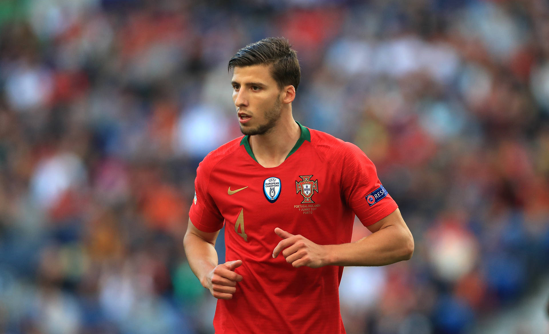 Ruben Dias In Red Jersey Background