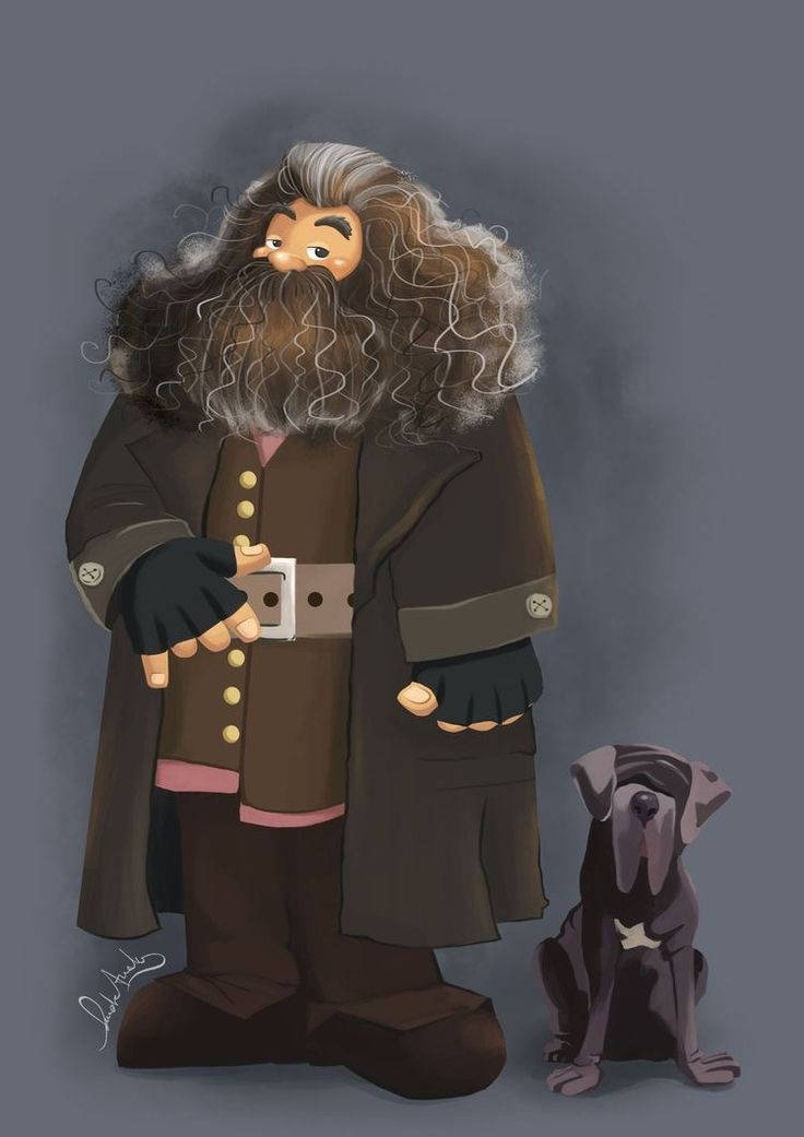 Rubeus Hagrid And Fang Art Background