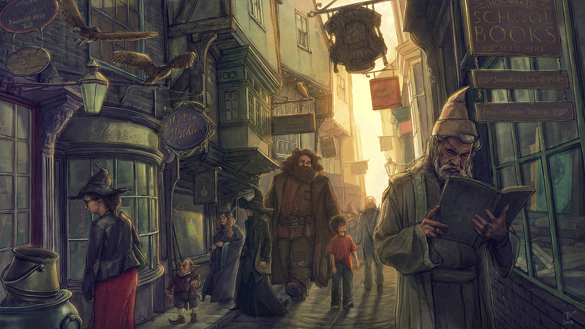 Rubeus Hagrid At Diagon Alley Background