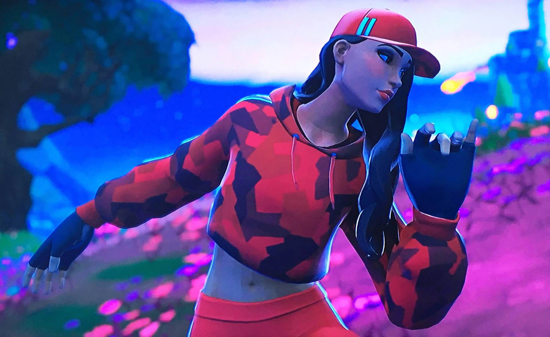 Ruby Fortnite Side View Game Pose Background