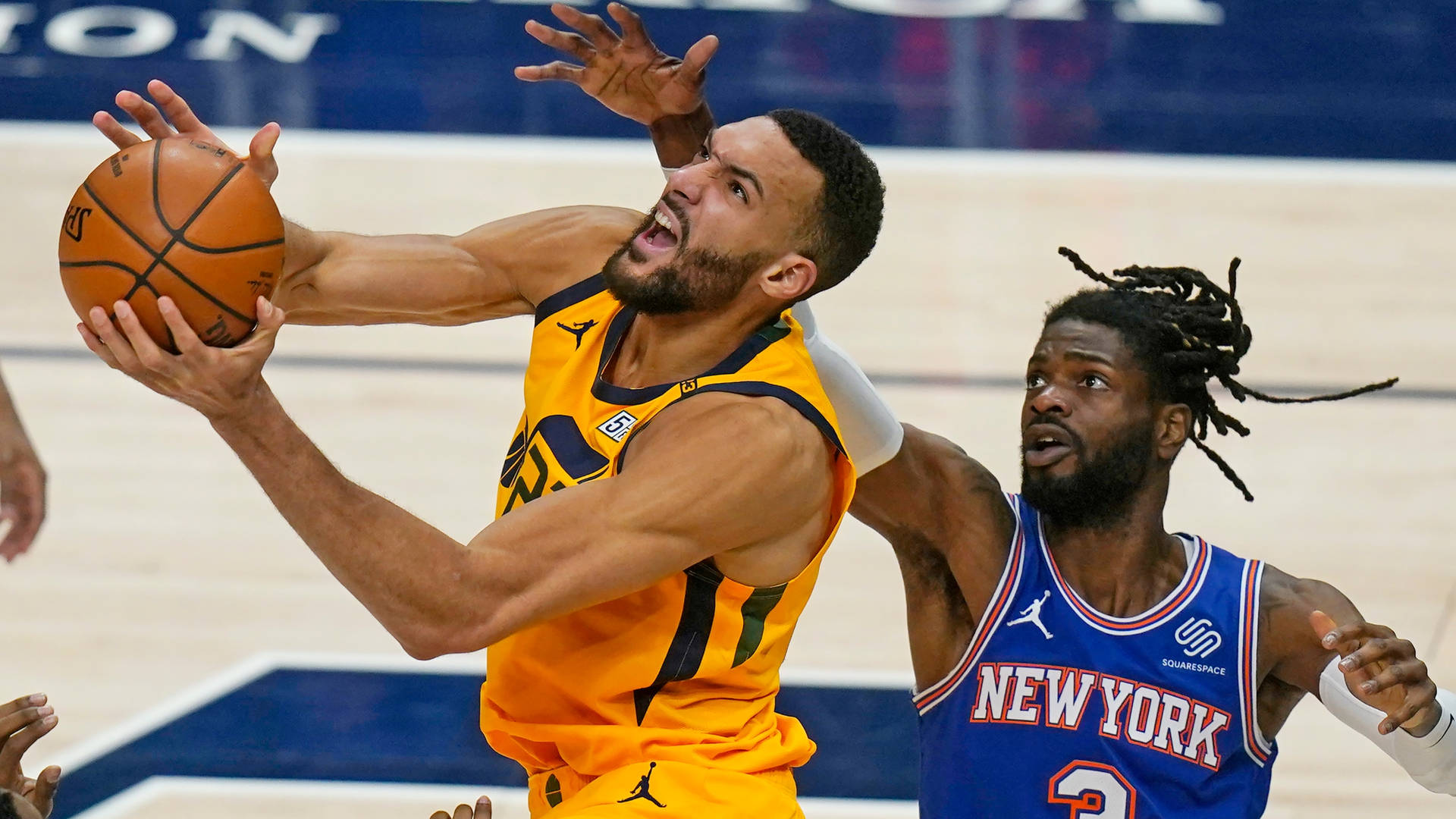 Rudy Gobert Contested By Nerlens Noel Background