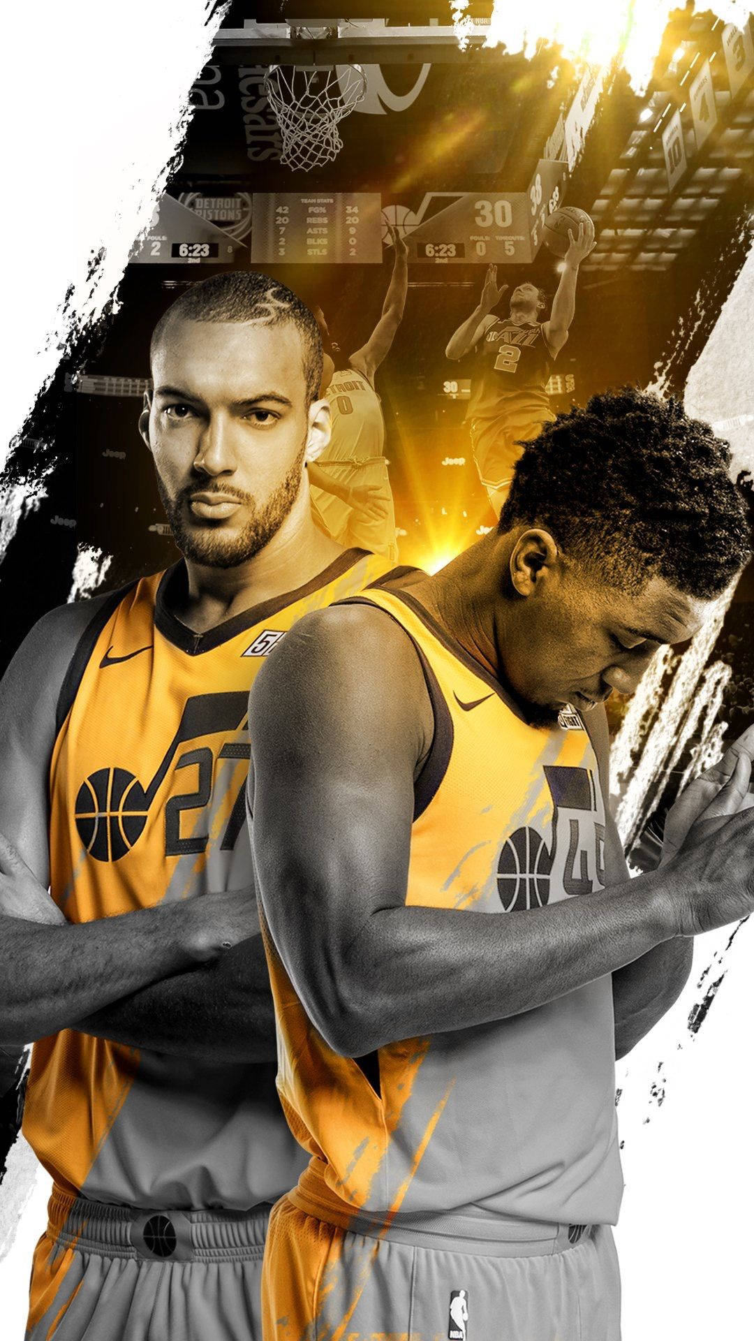 Rudy Gobert Gold And Grey Jersey Background