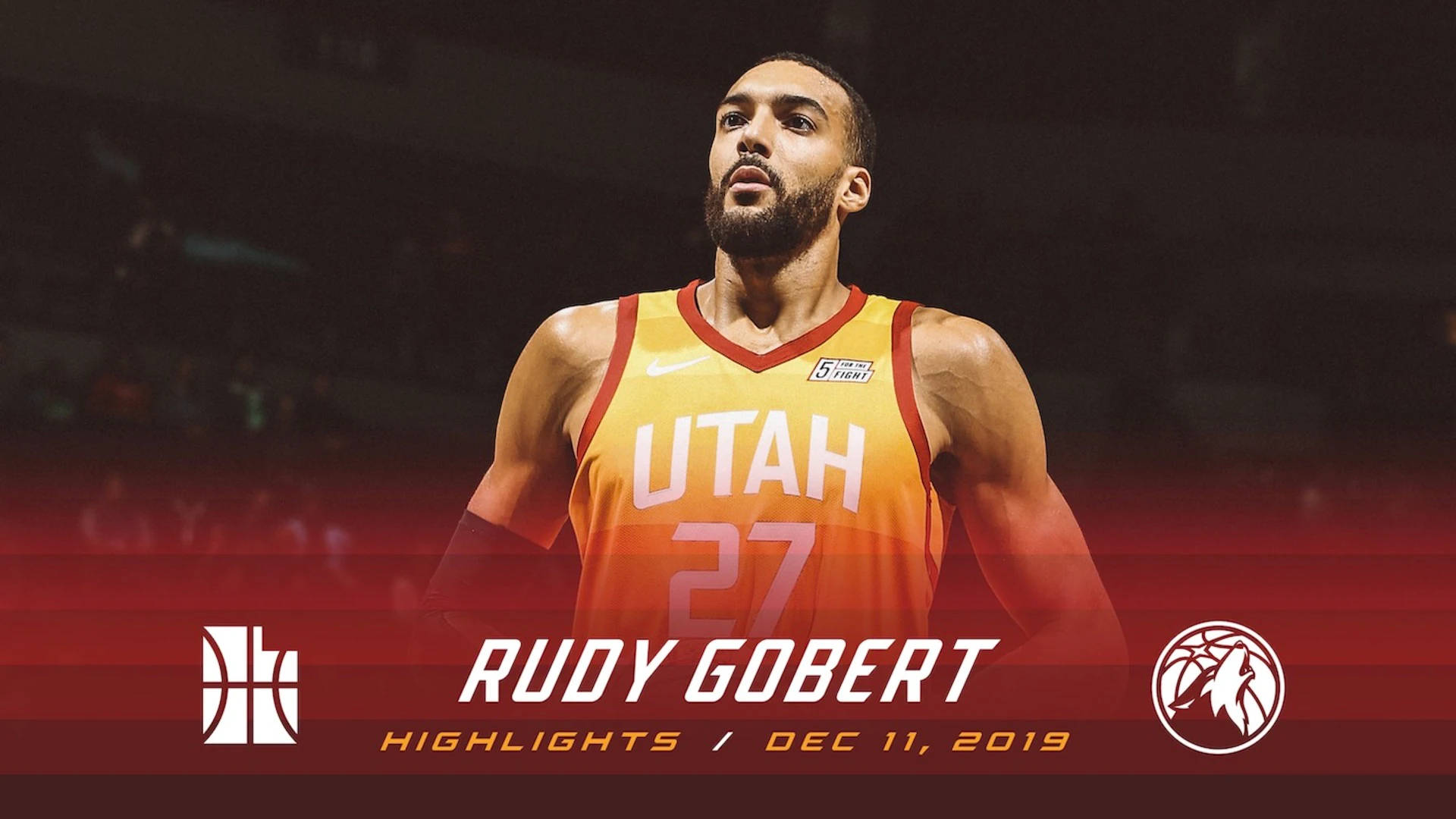 Rudy Gobert Two Toned Black Red Background