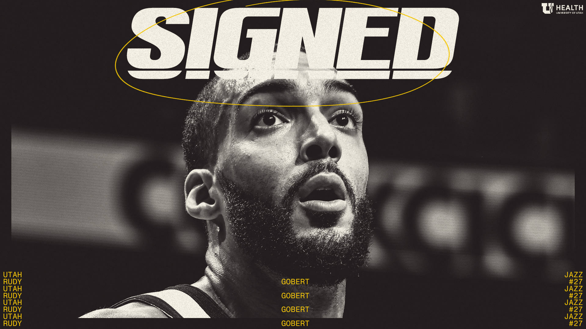 Rudy Gobert Yellow Signed Text