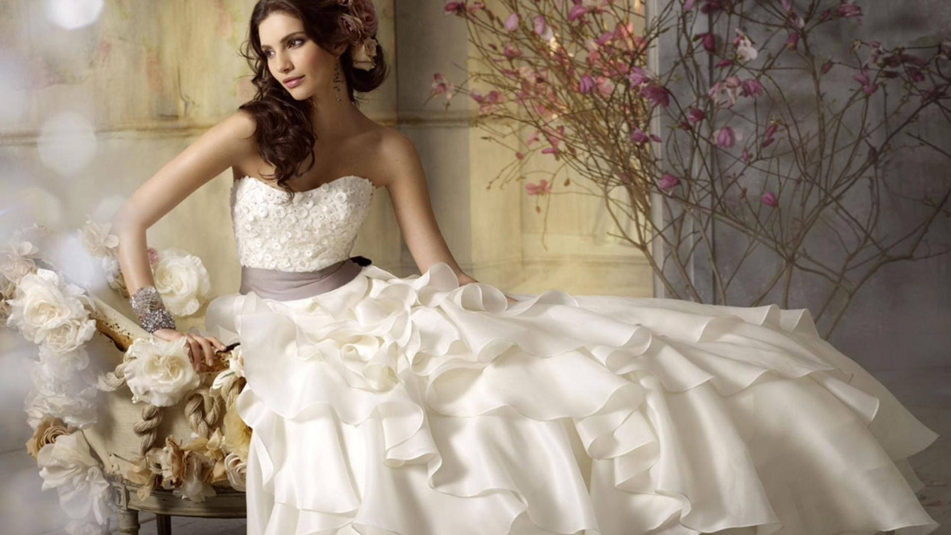 Ruffled Wedding Dress Background