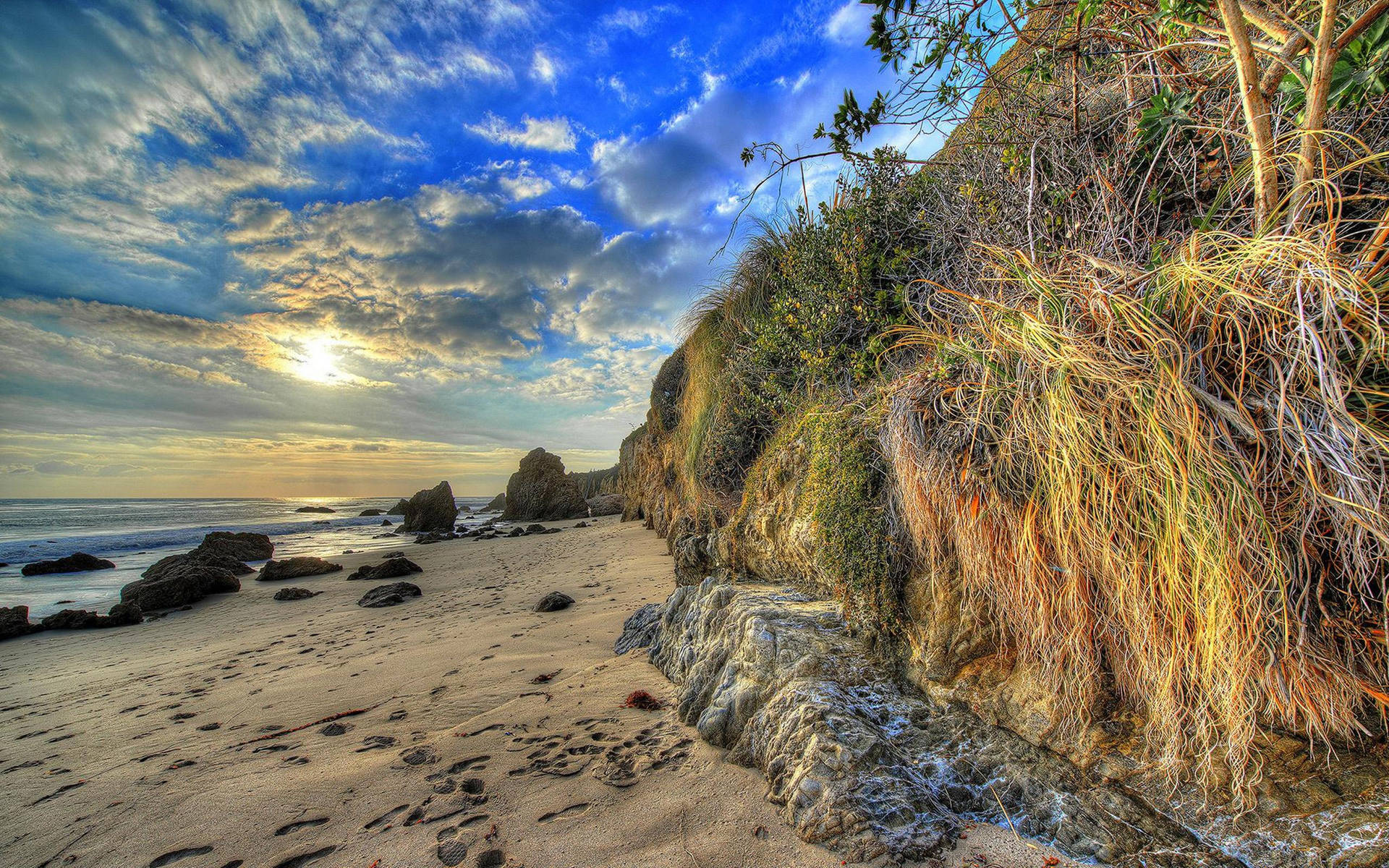 Rugged Hillside On Malibu Beach Background