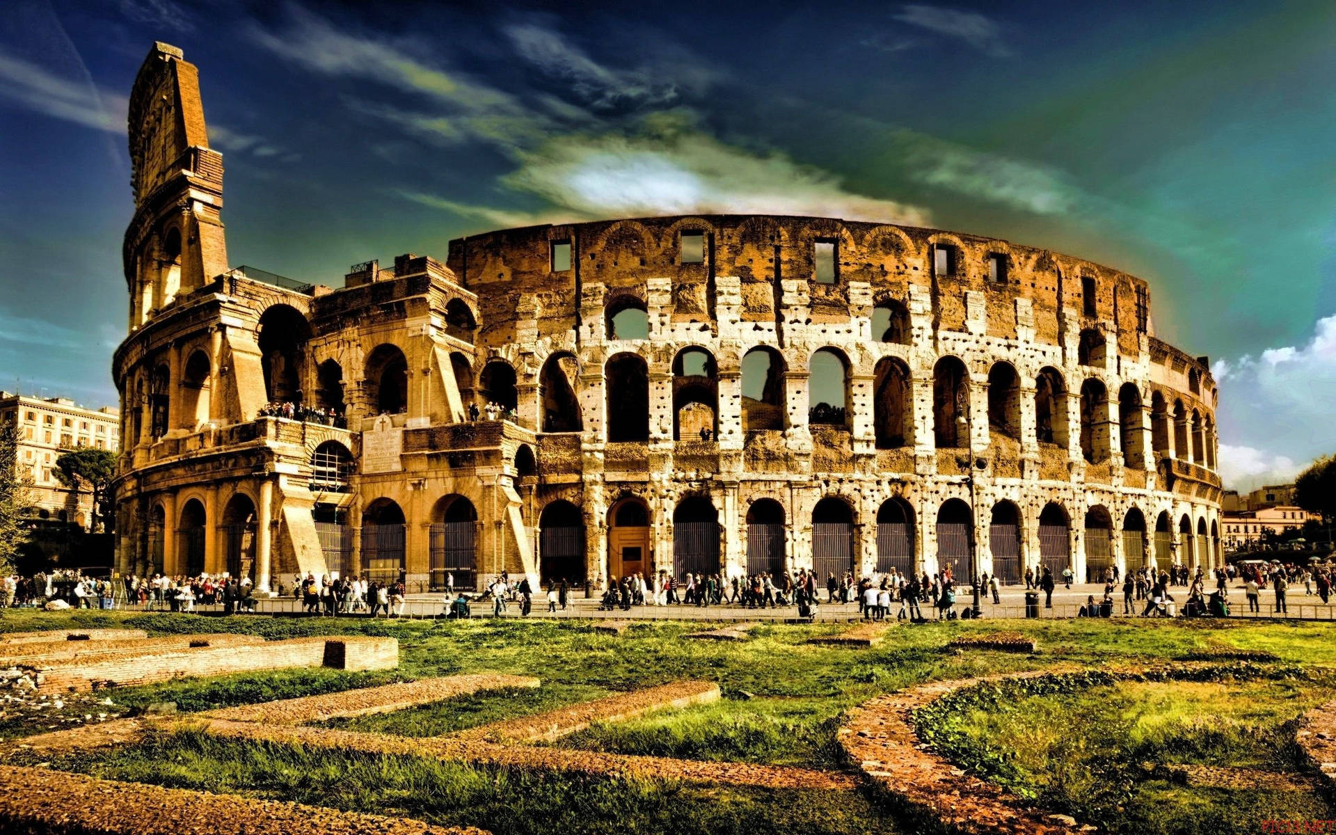 Ruins Of The Roman Colosseum Background