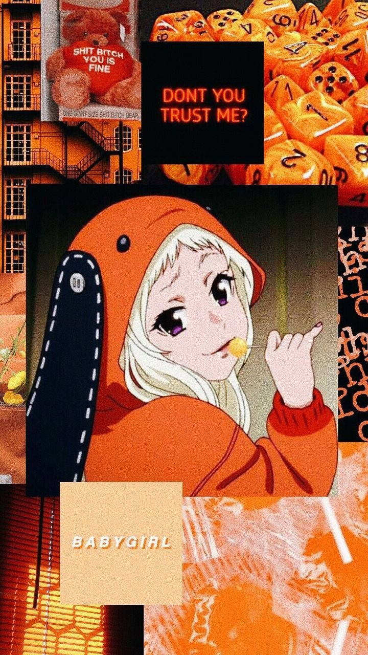 Runa Yomozuki On Orange Rabbit Kigurumi In Kakegurui Background