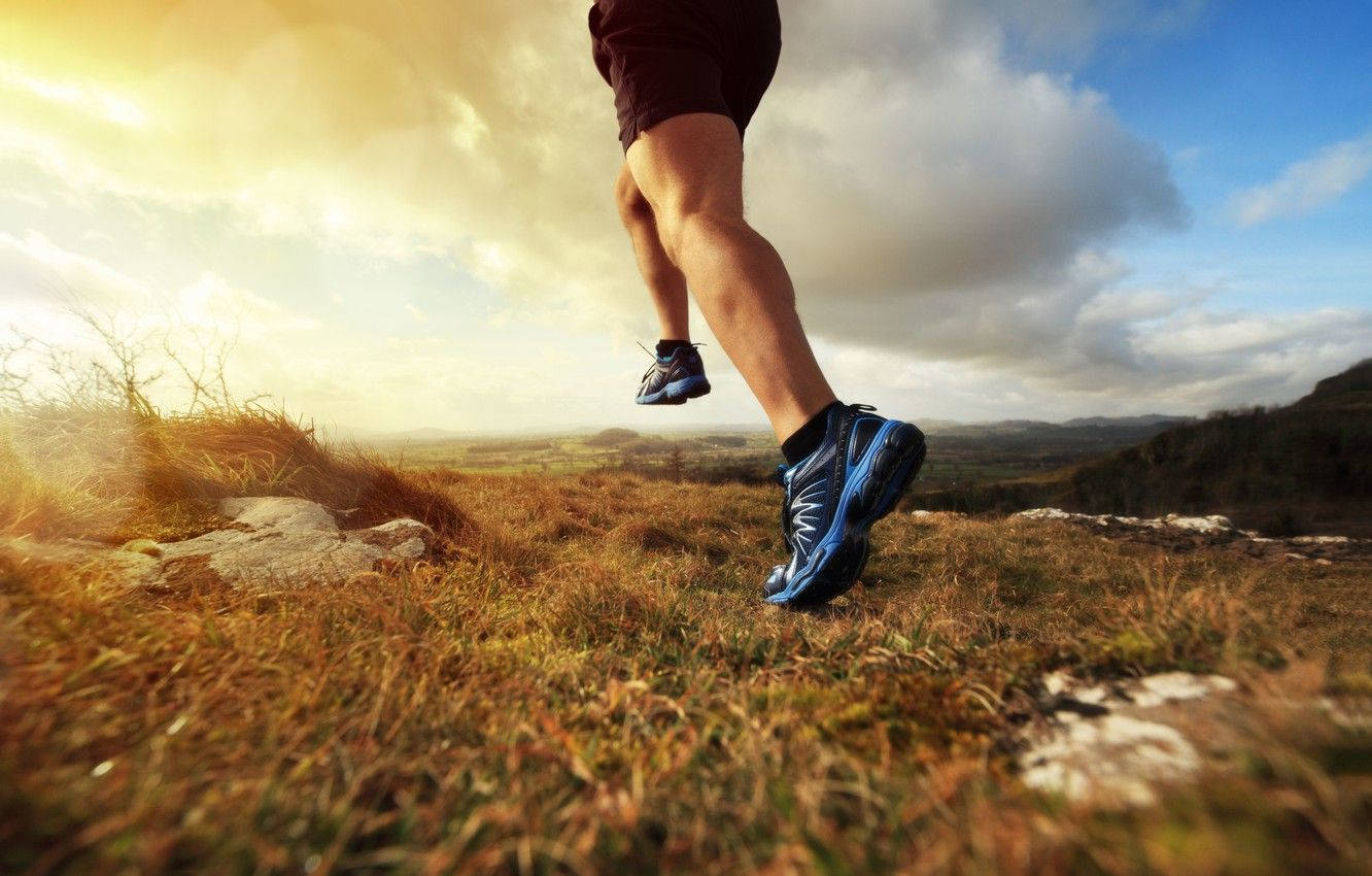 Runner's Blue Shoes Background