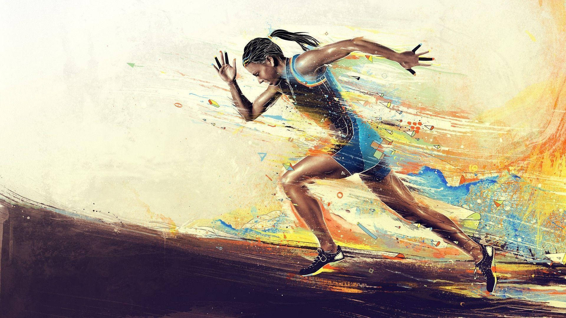 Running Athlete Woman Art Background