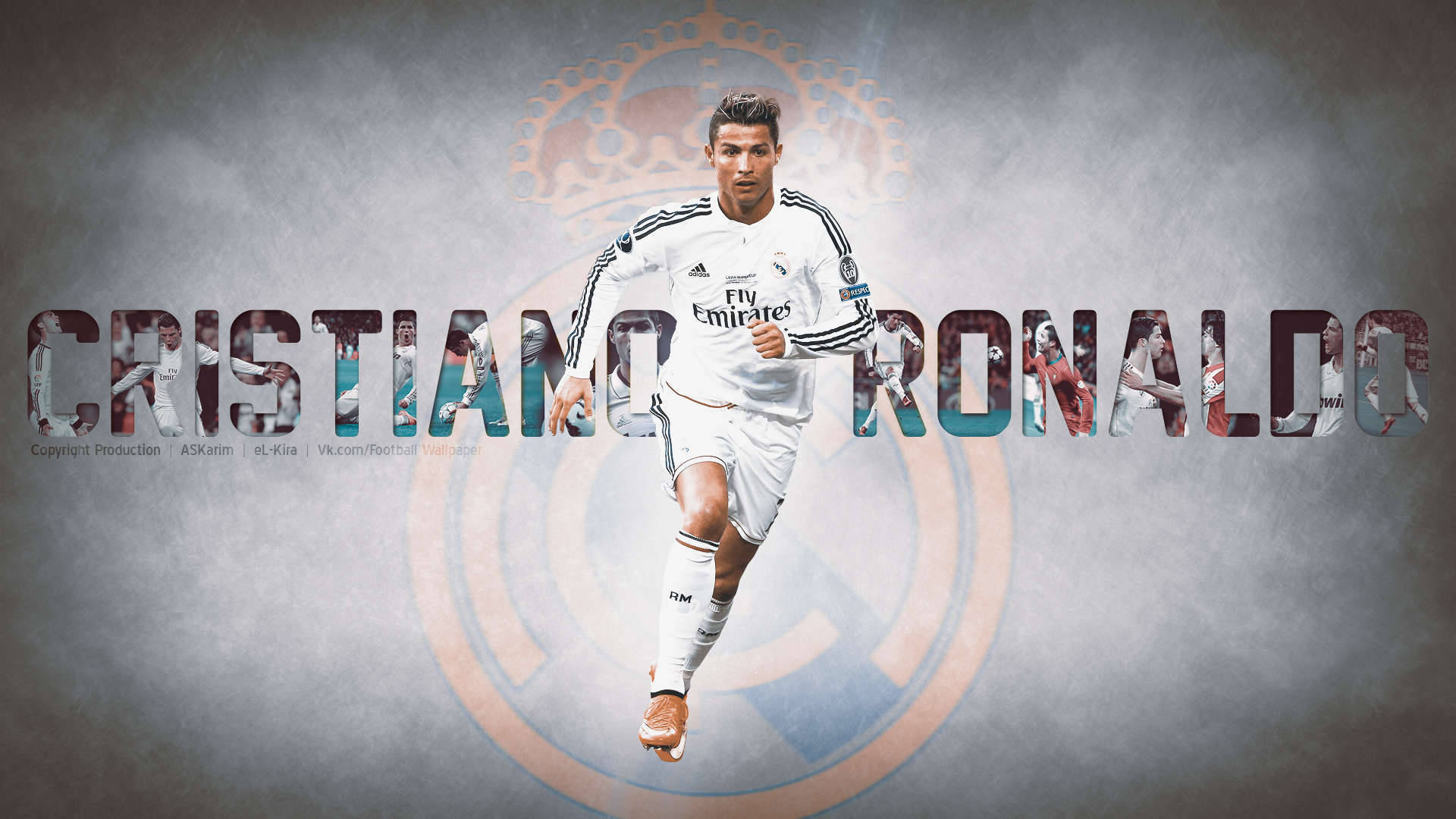 Running Cr7 3d Real Madrid Logo Background