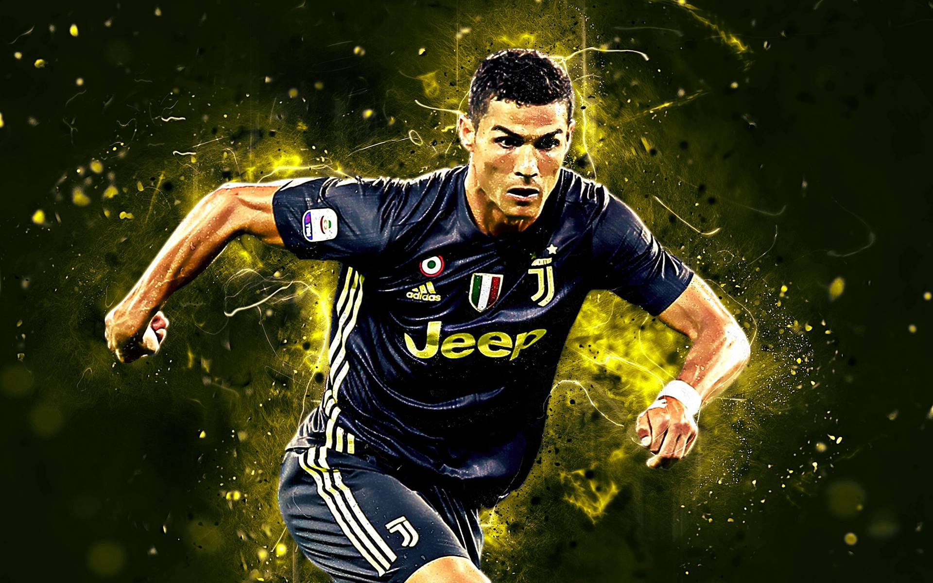 Running Cr7 3d Yellow And Black Background Background