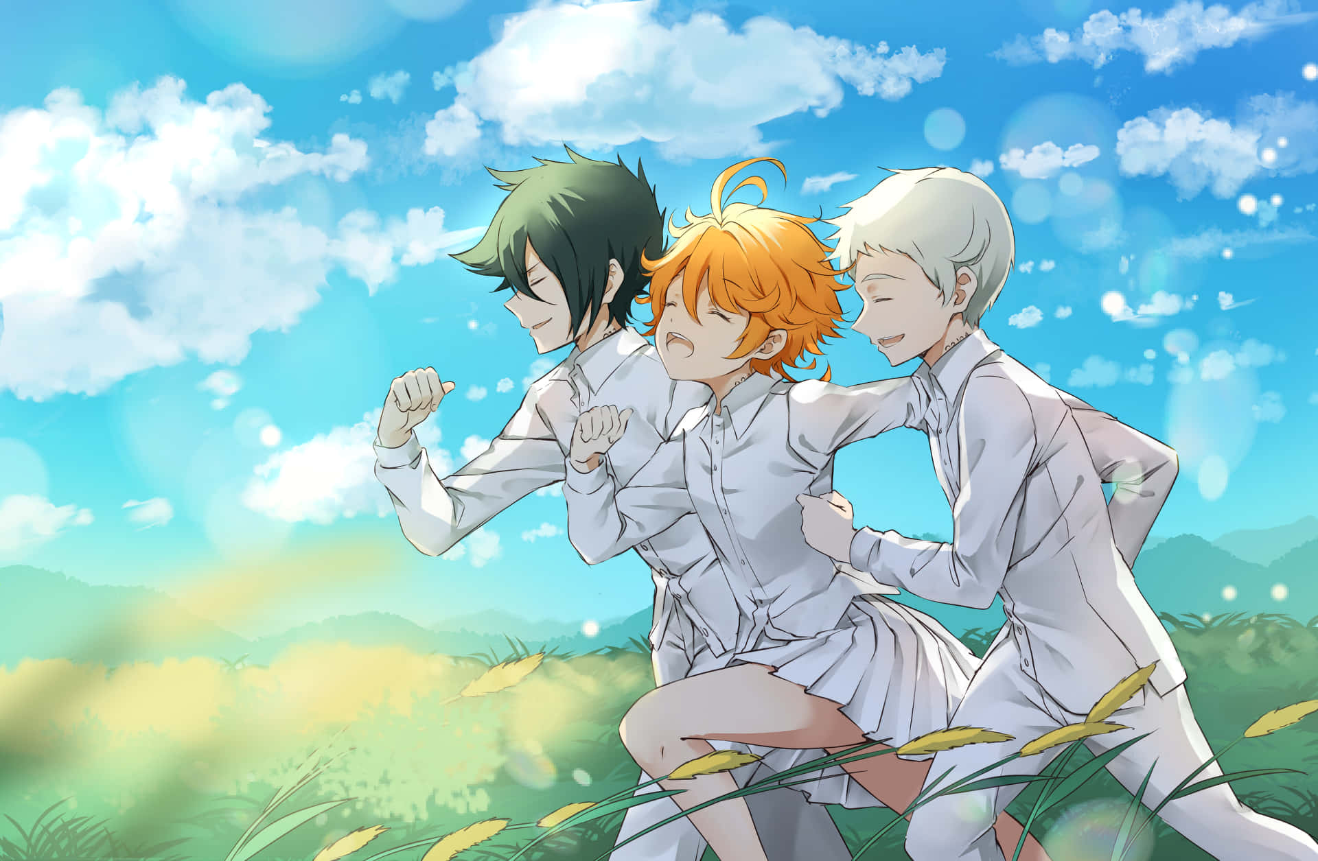 Running Emma Norman And Ray The Promised Neverland Background