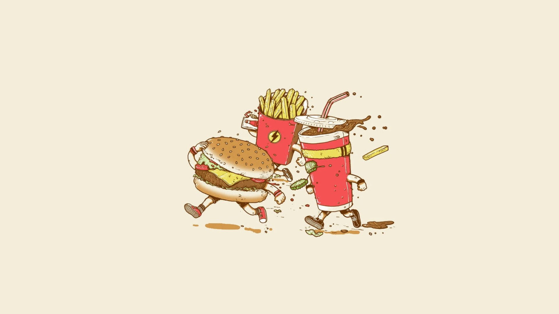 Running French Fries Graphic Art Background