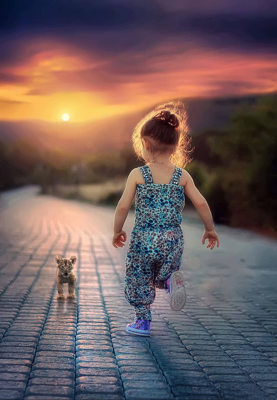 Running Girl Child At Sunset