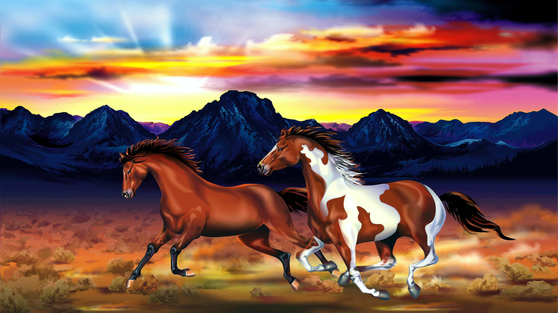 Running Horse Digital Artwork Background