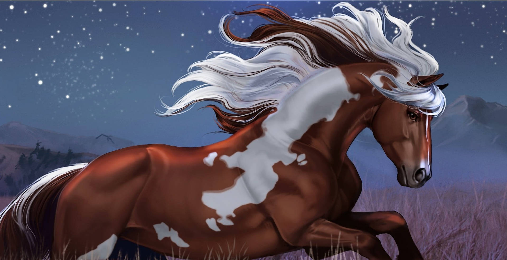 Running Horse White Pattern Background