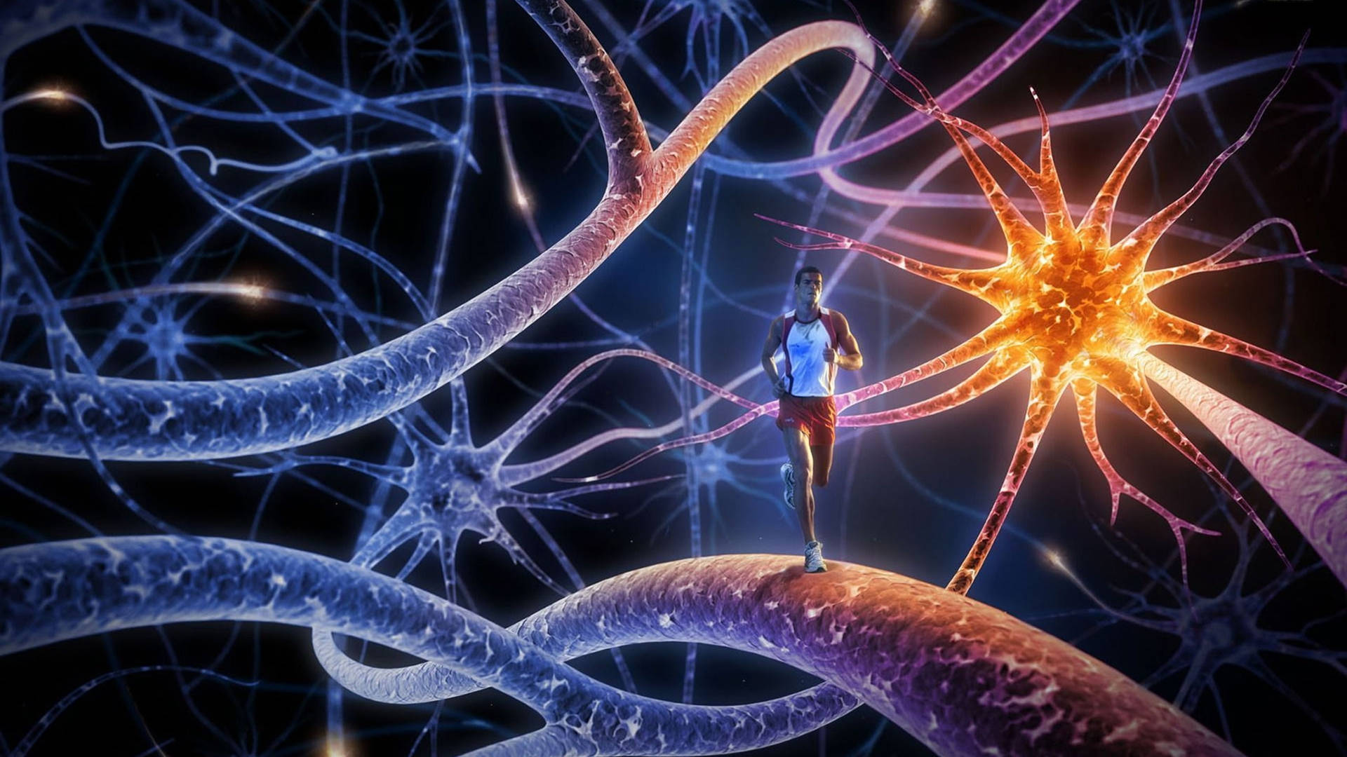 Running Man In Neurons Background