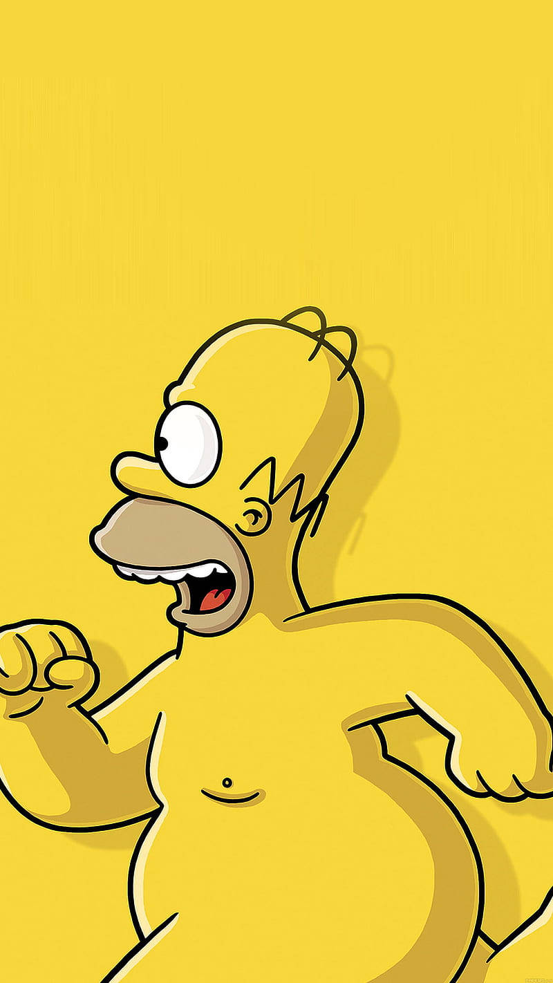 Running Naked Homer Simpson Funny Background