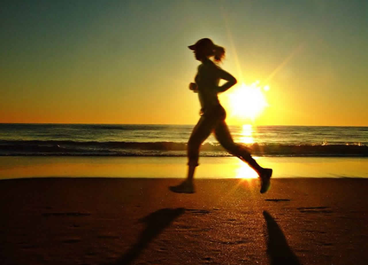 Running Physical Therapy Woman Silhouette On Ocean