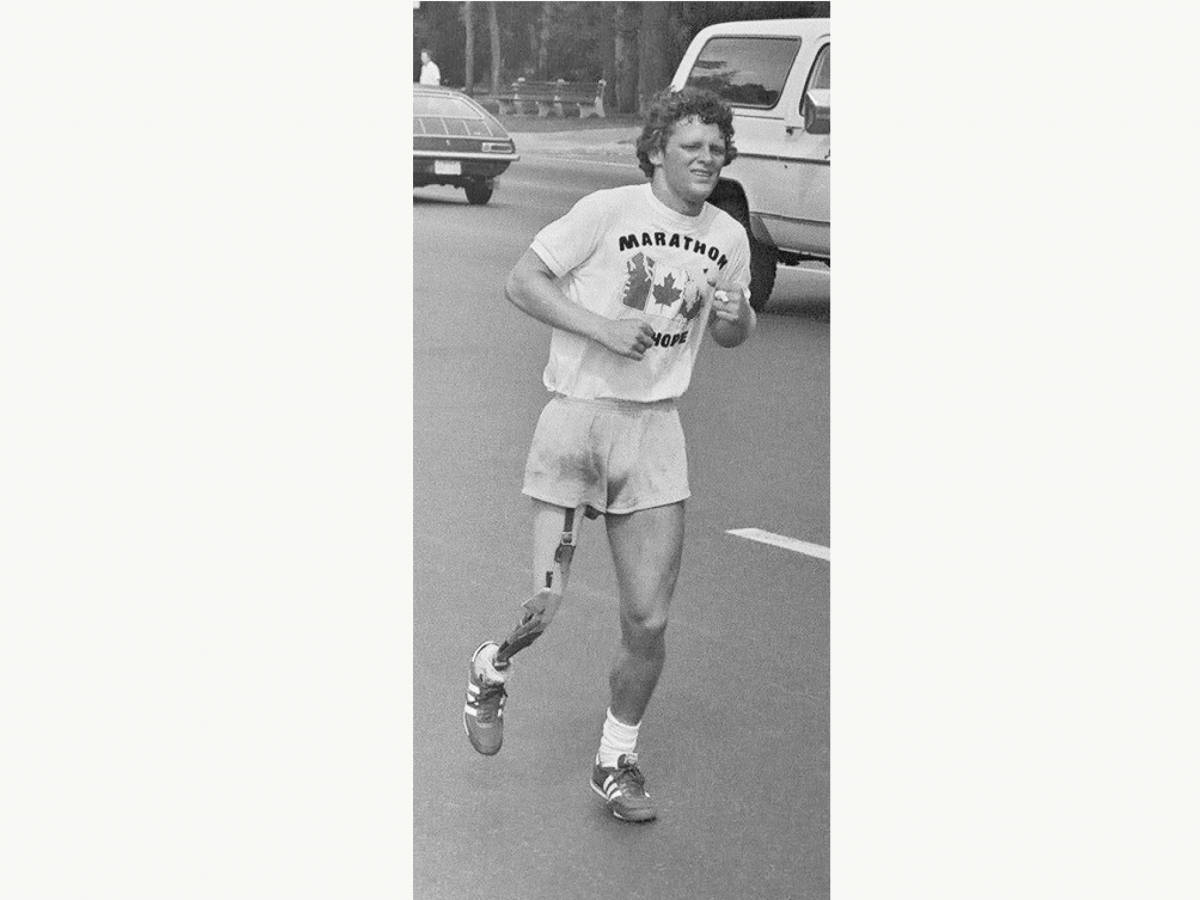Running Terry Fox Grayscale Background