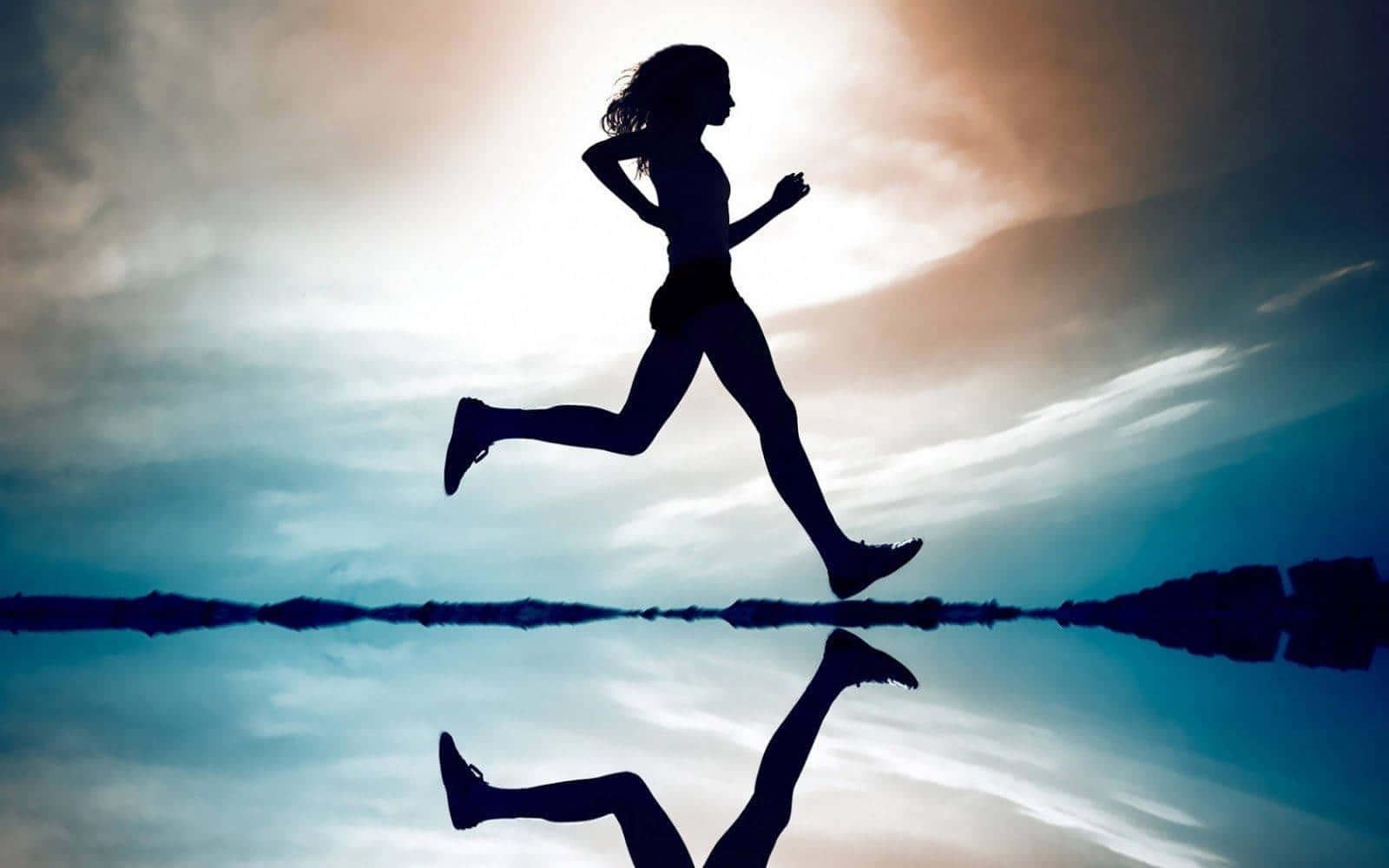 Running Woman Silhouette Background