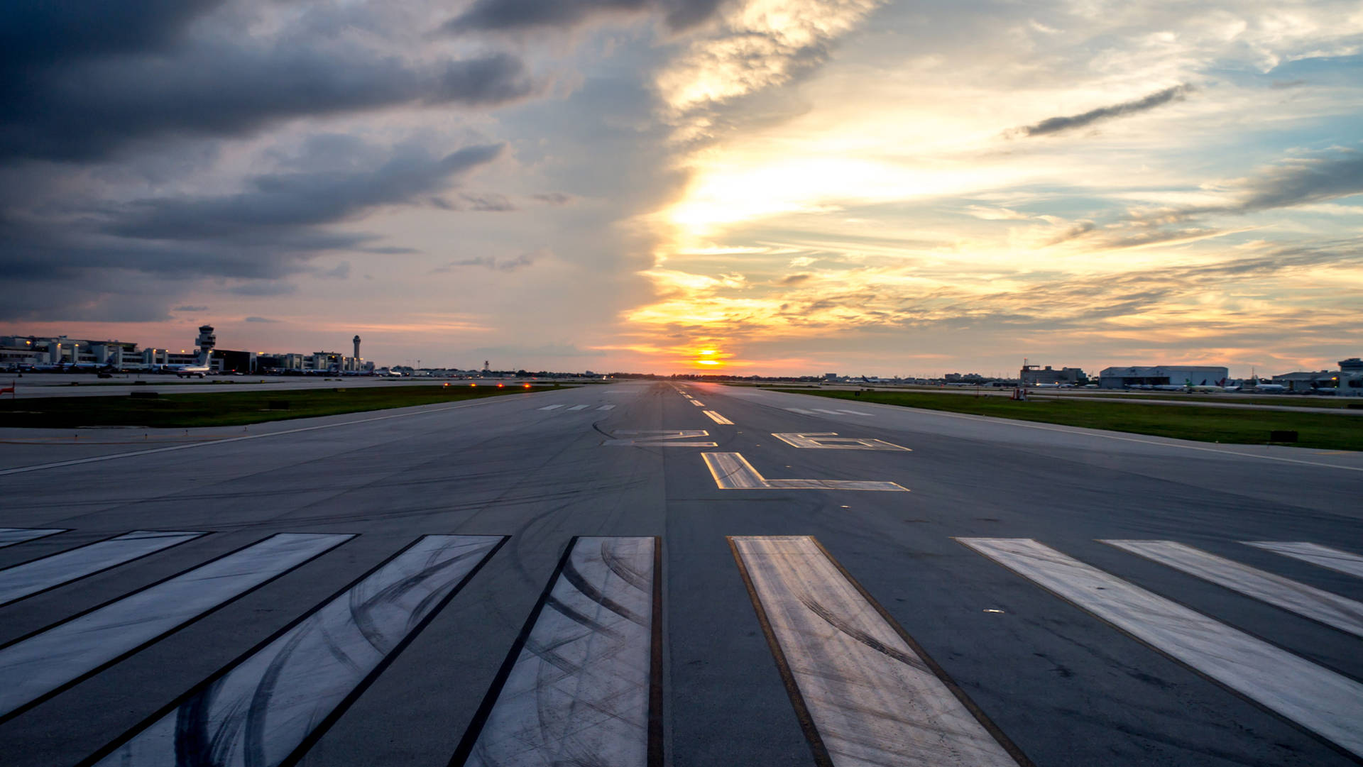 Runway At Dusk Time