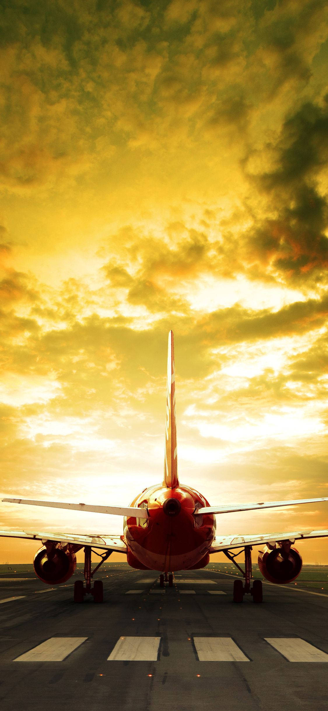 Runway With A Red Airplane Android Background