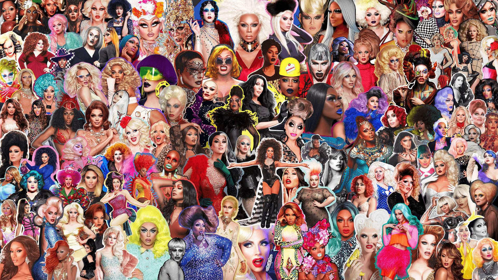 Rupaul's Drag Race Queens Collage Background