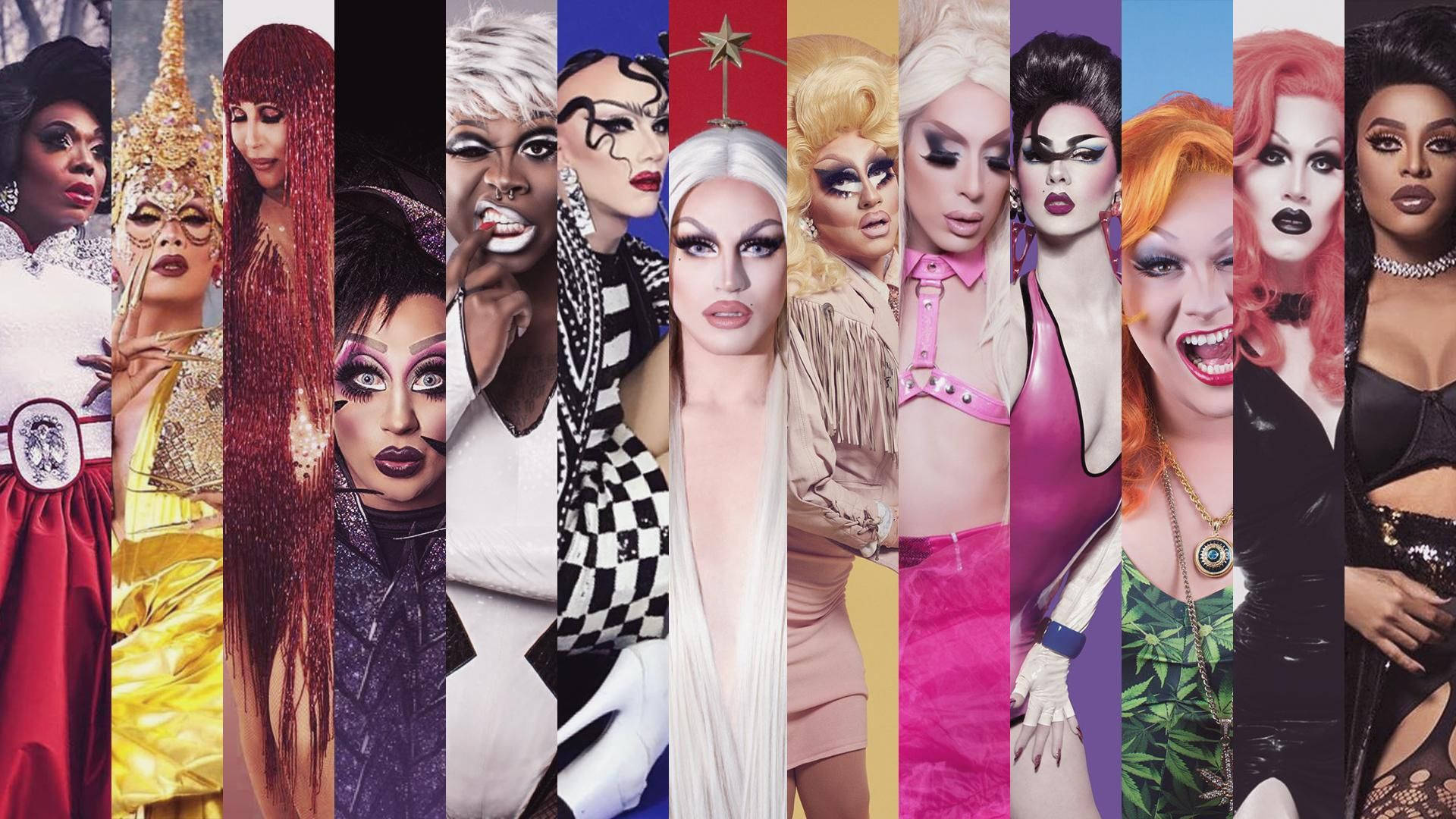 Rupaul's Drag Race Vertical Photo Collage Background