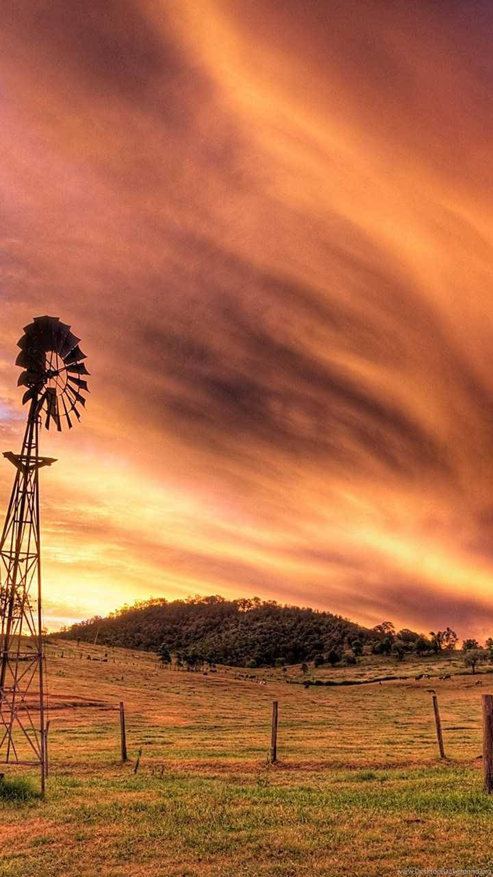 Rural Countryside Landscape On Iphone Screen Background