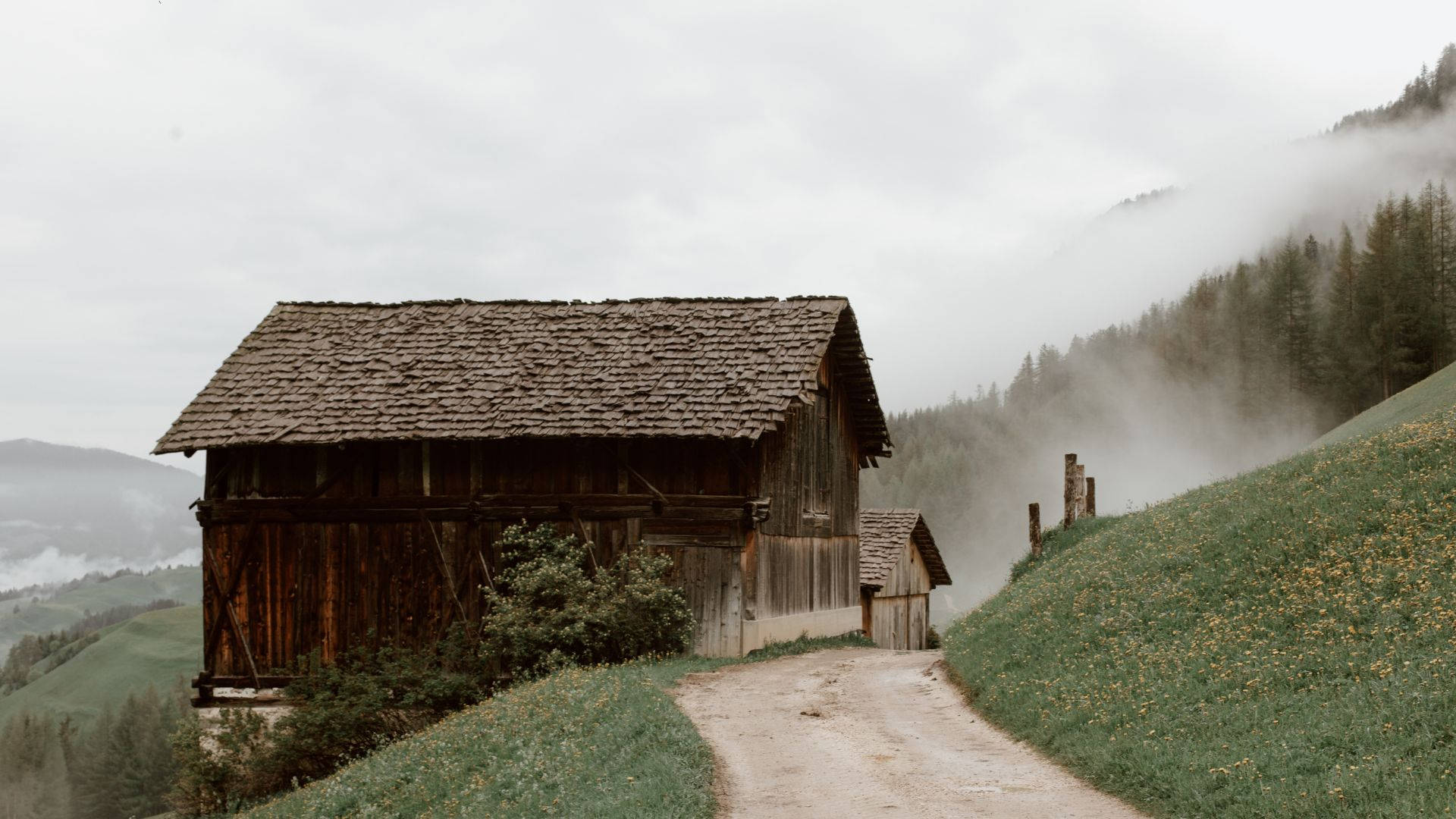 Rural Houses On Mountain Slope