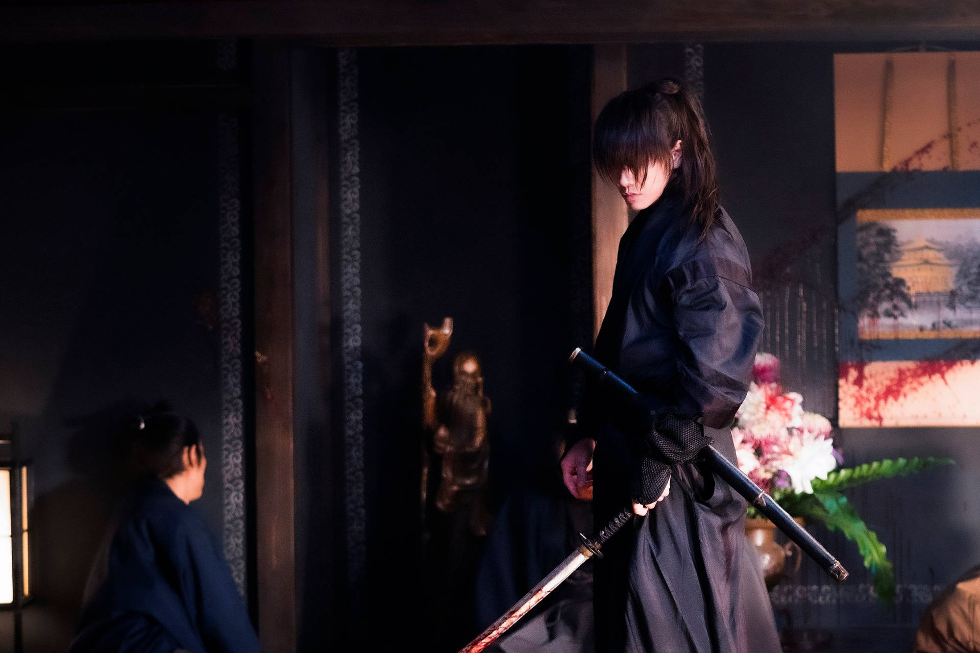 Rurouni Kenshin In Black Kimono Background