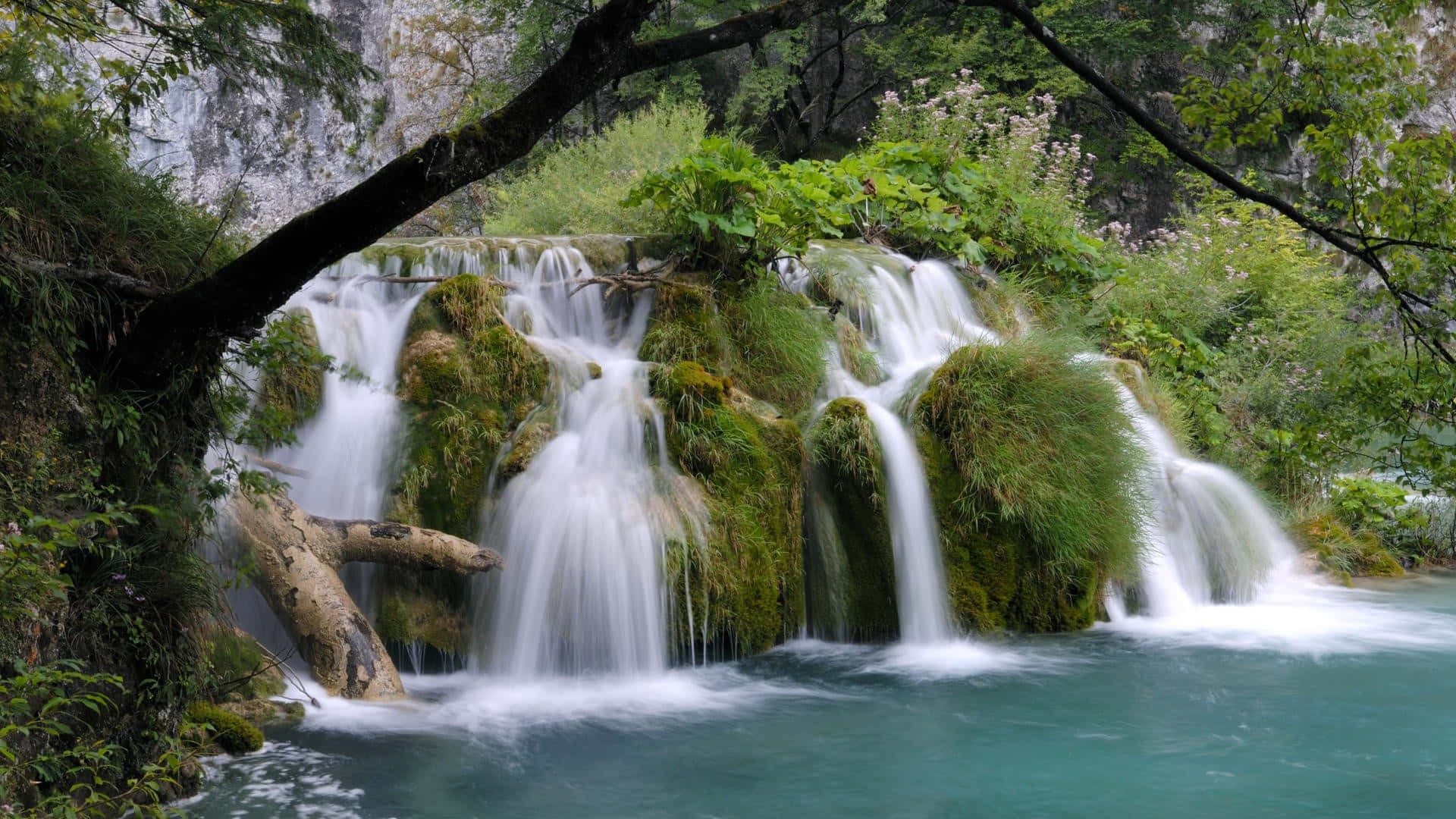 Rushing Falls In Crotia Background