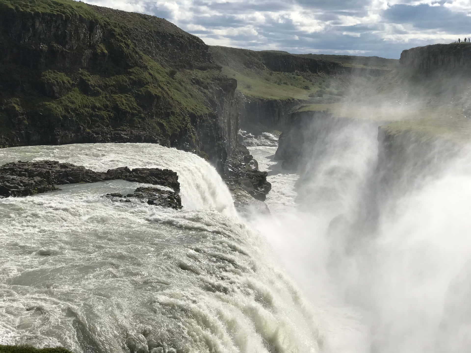 Rushing Gullfoss Waterfall In Southwest Iceland Background