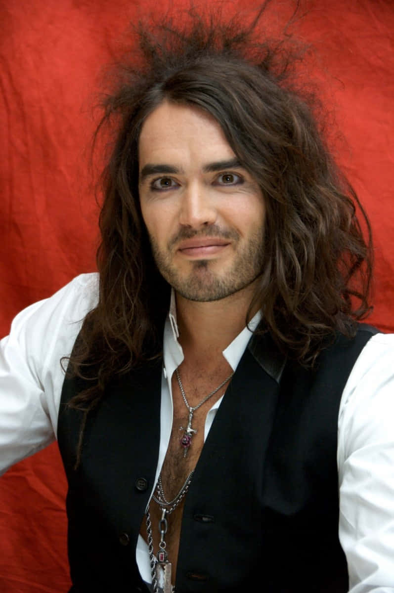 Russell Brand Red Background Photoshoot Background