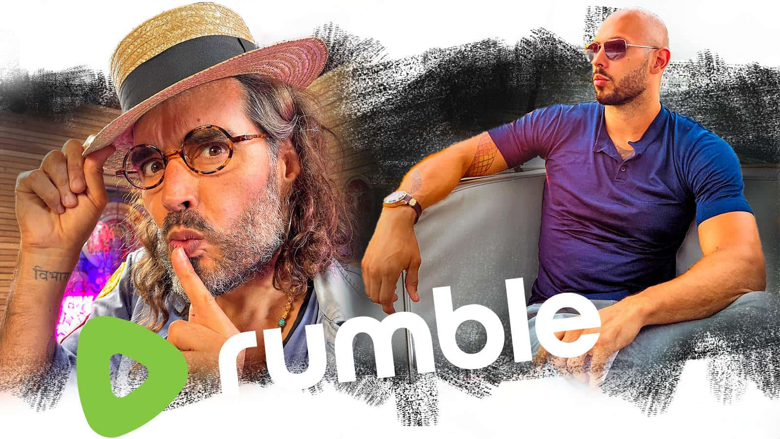 Russell Brand Rumble With Andrew Tate Background