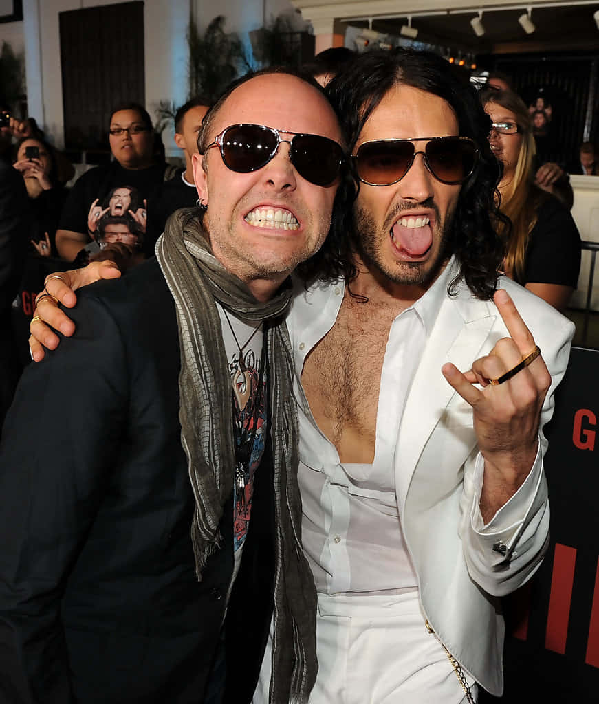 Russell Brand With Lars Ulrich Background