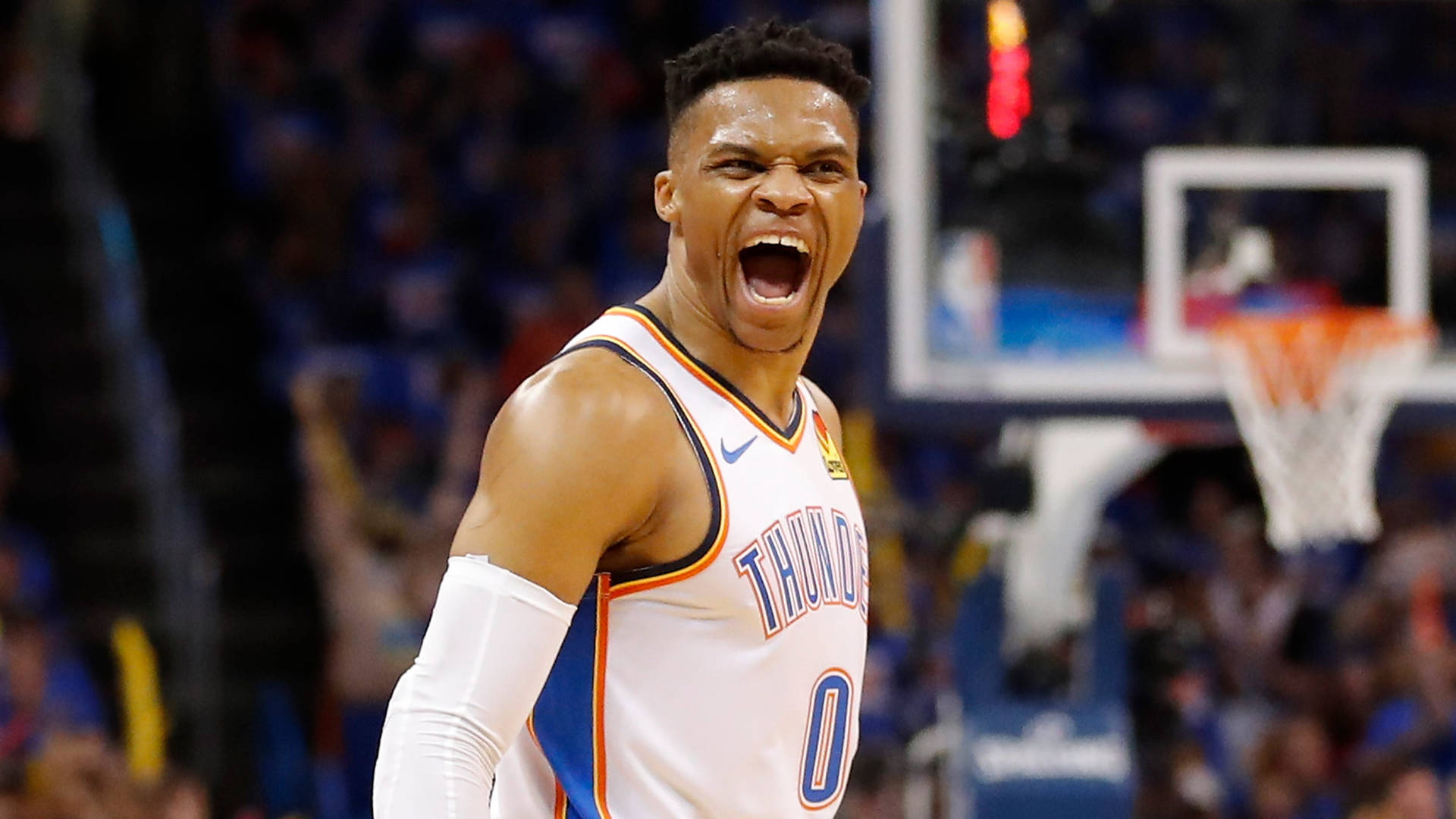 Russell Westbrook Mouth Wide Open Background