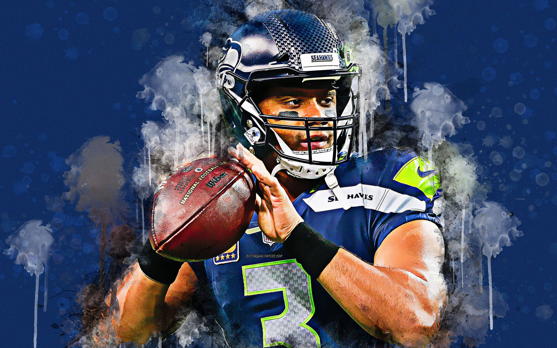 Russell Wilson Blotchy Painting Art Background