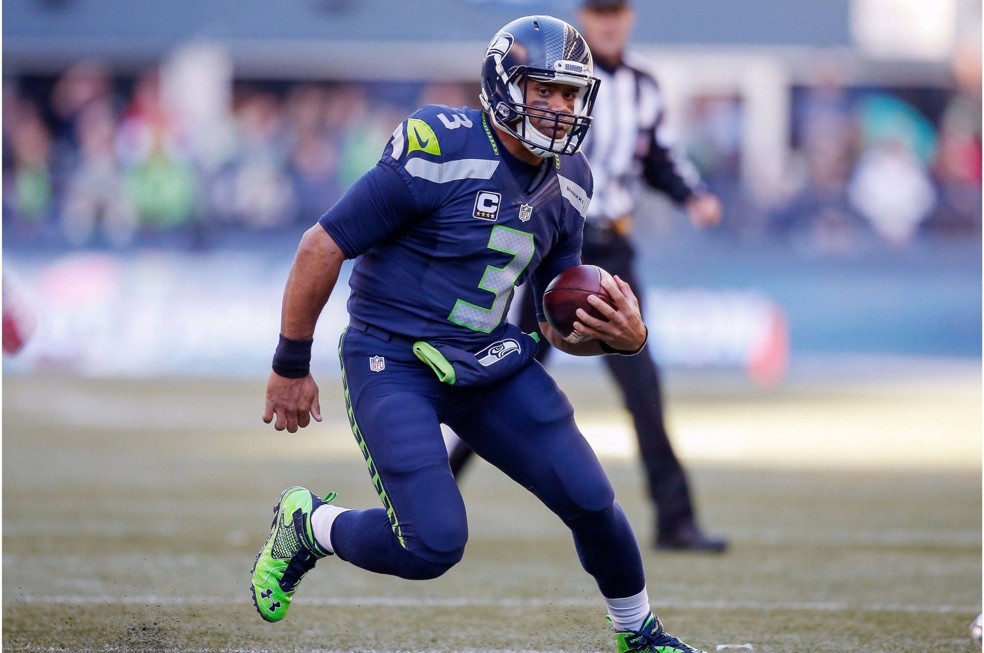Russell Wilson Skipping While Running Background
