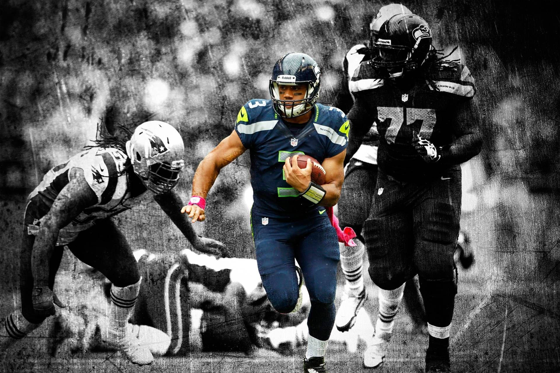 Russell Wilson With Black And White Background Background