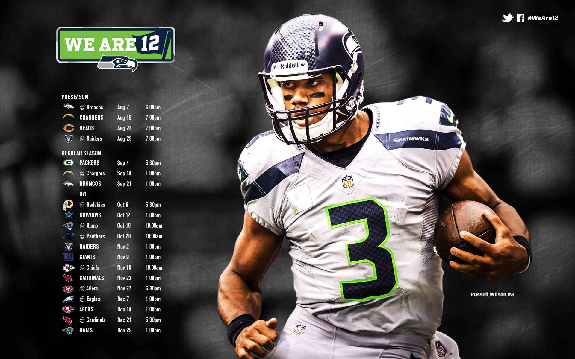Russell Wilson With Schedule Background