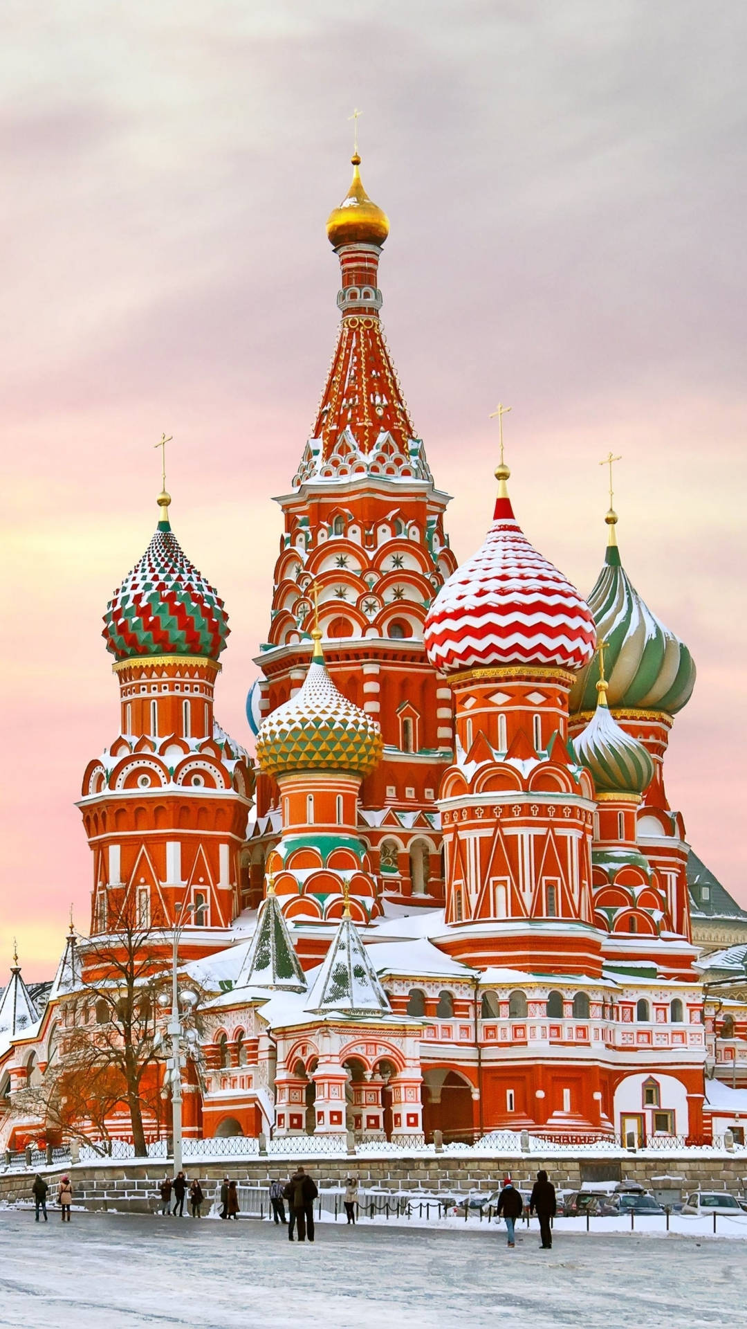 Russia Red Orange Painted Cathedral Background