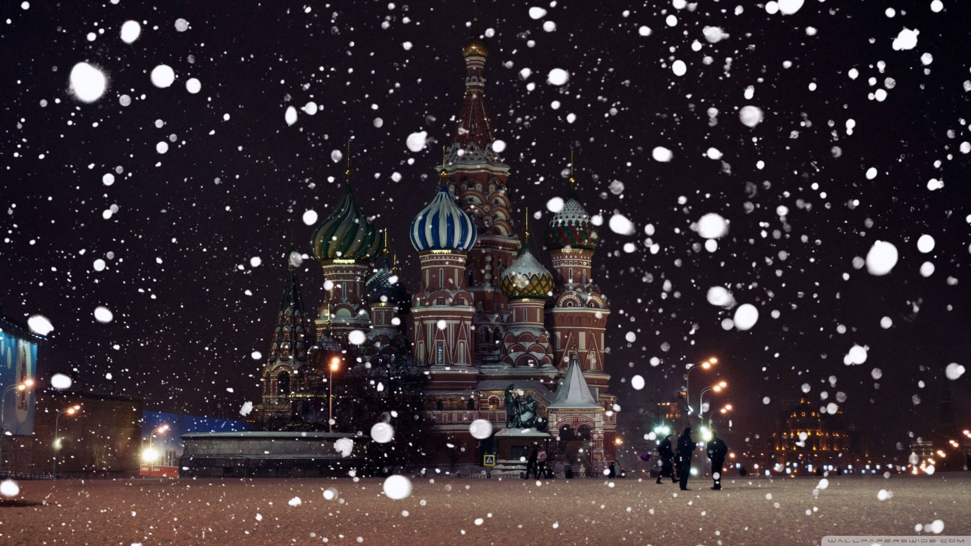 Russia St. Basils Snow Storm Background