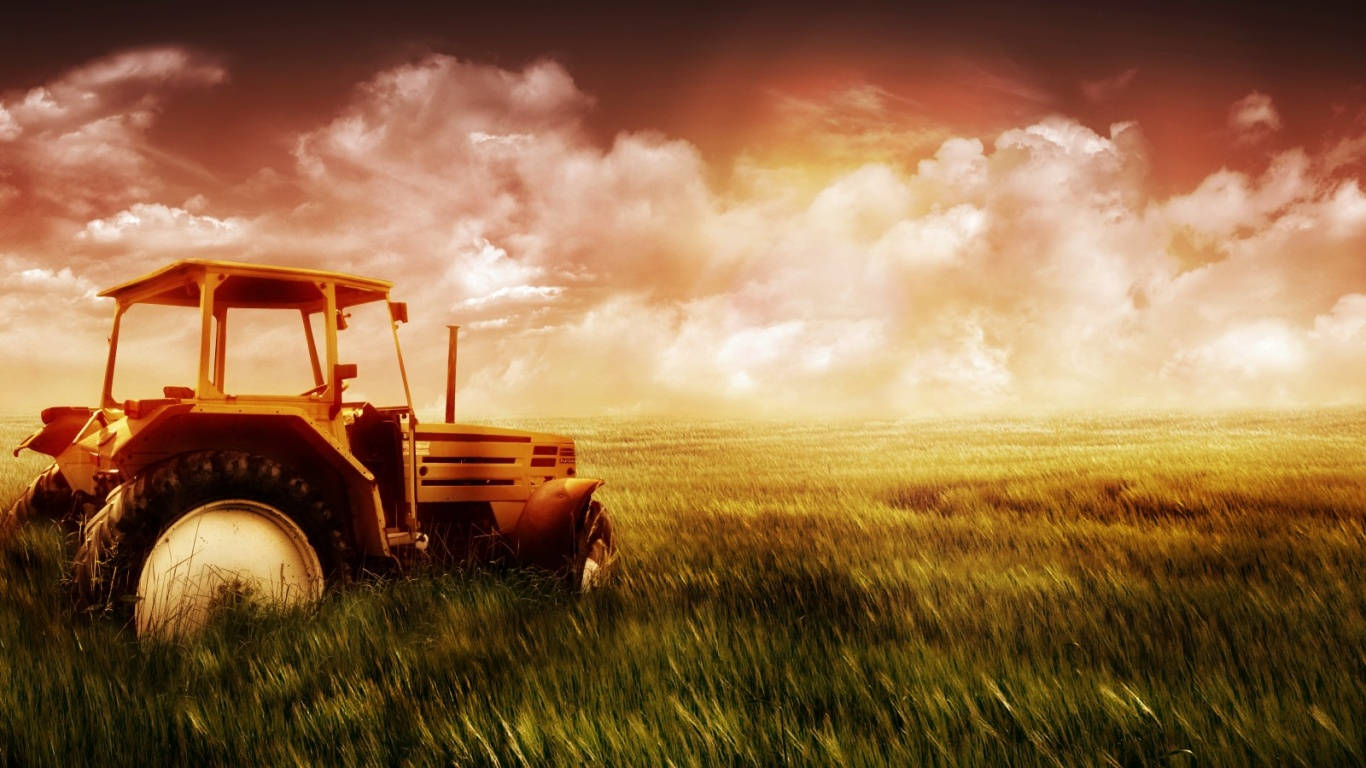 Rustic Barn With Endless Fields Of Countryside Background