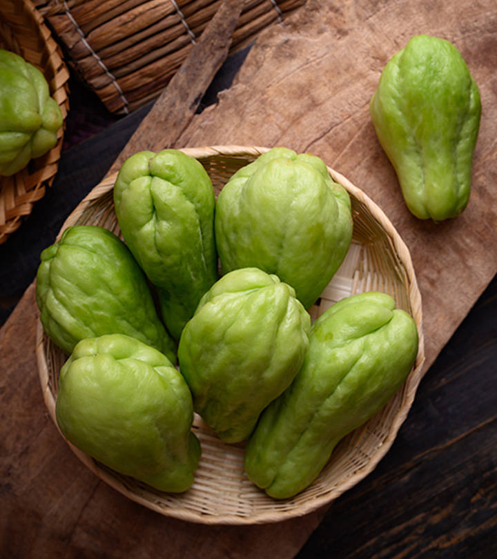 Rustic Display Of Fresh Chayote Squash Background