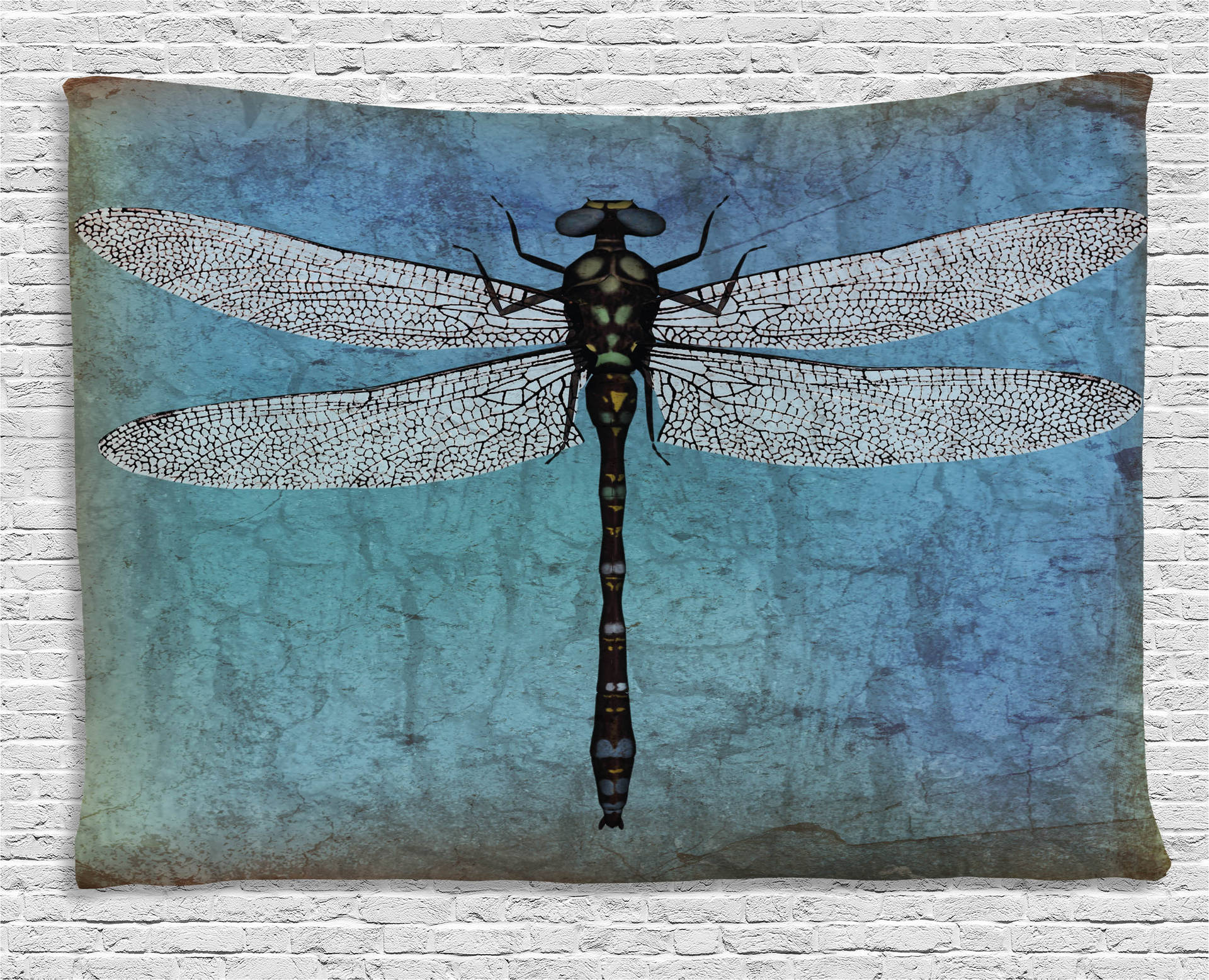 Rustic Dragonfly Tapestry Background