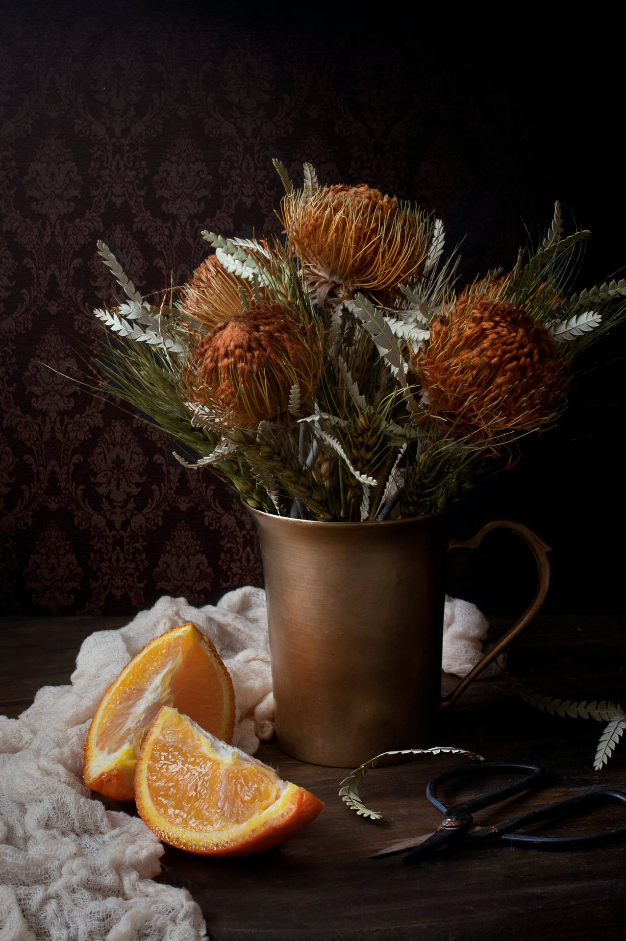 Rustic Fall Sugarbushes In A Vase Background