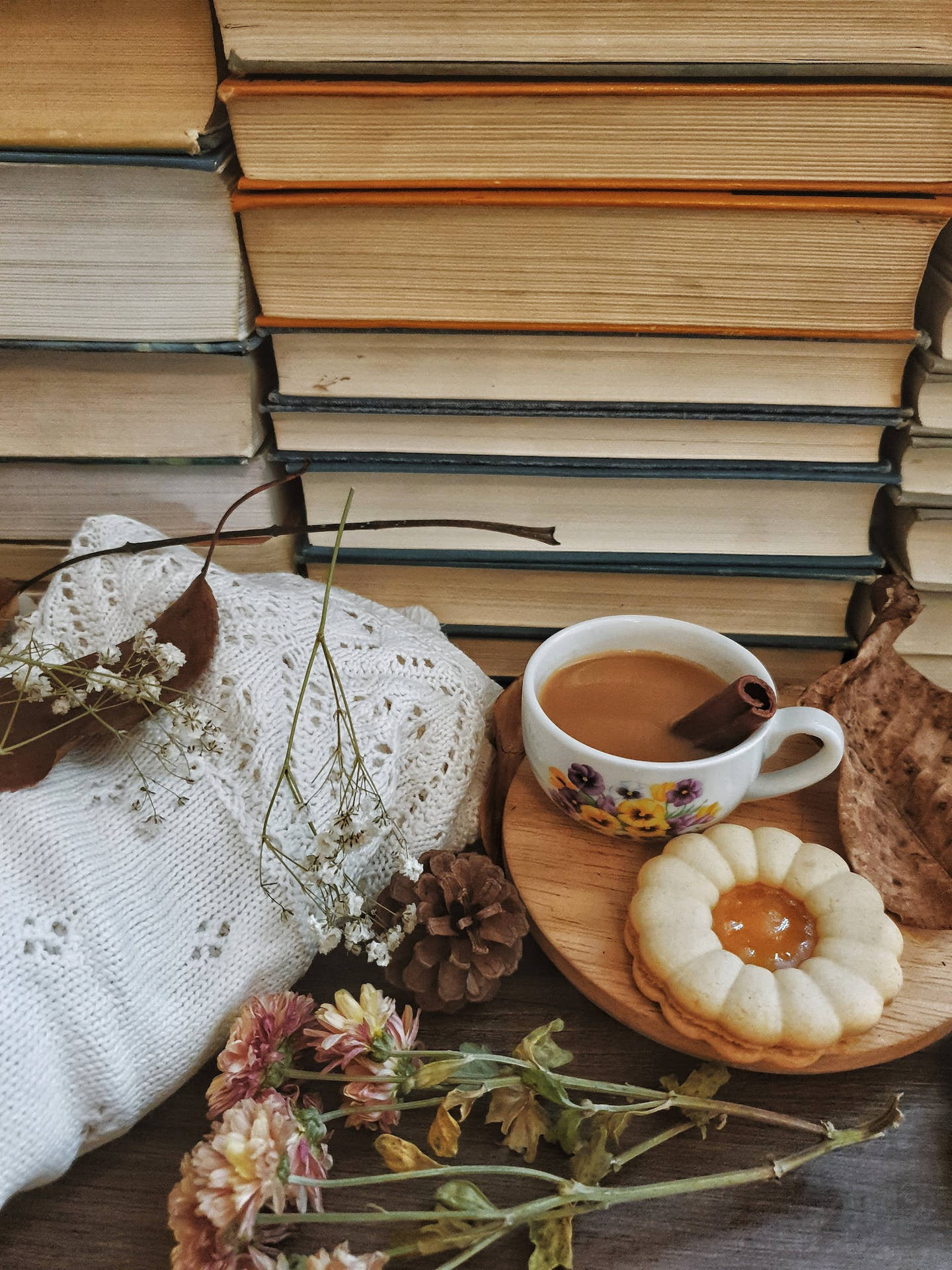Rustic Fall Tea Time Background